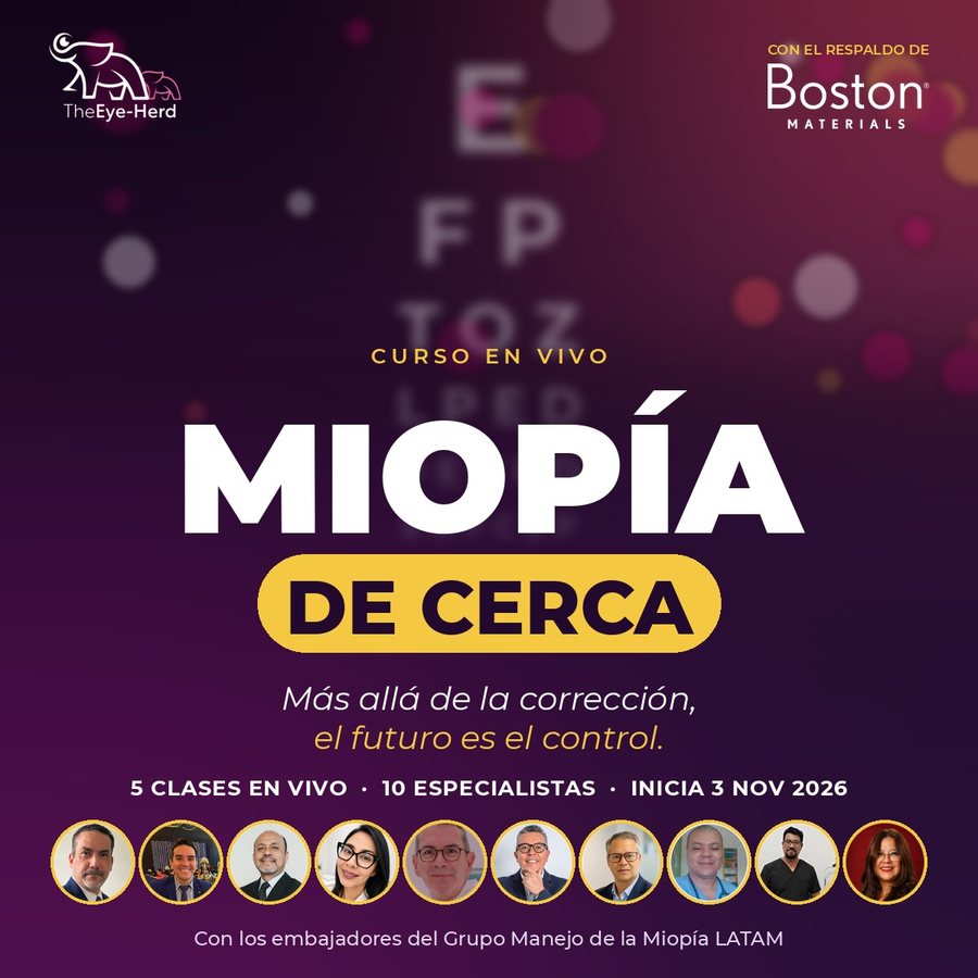 Curso en vivo Miopía de cerca · 5 clases · 10 especialistas · inicia 3 de noviembre de 2026