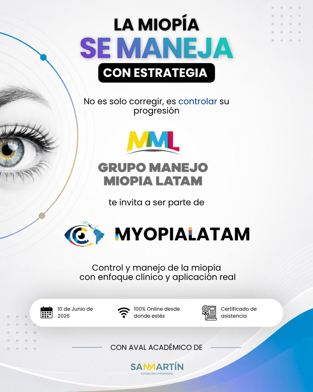 MYOPIALATAM · Congreso online 10 de junio 2026 · La miopía se maneja con estrategia