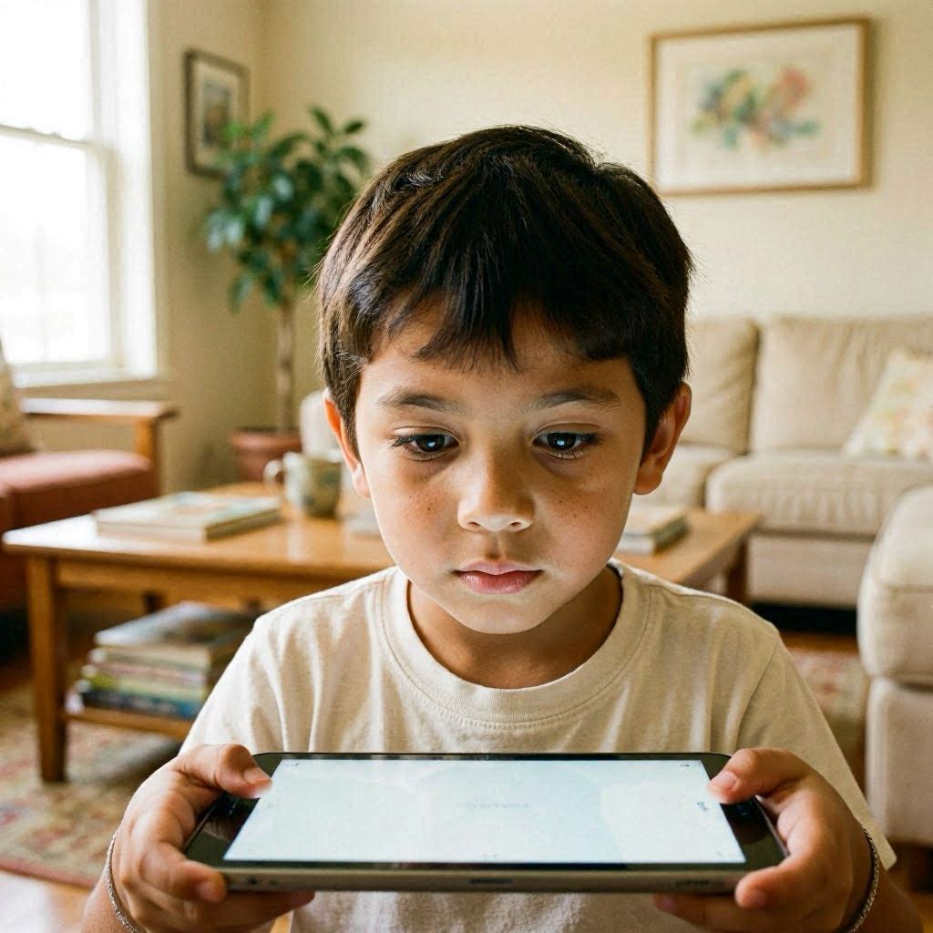 Niño acercandose a la pantalla
