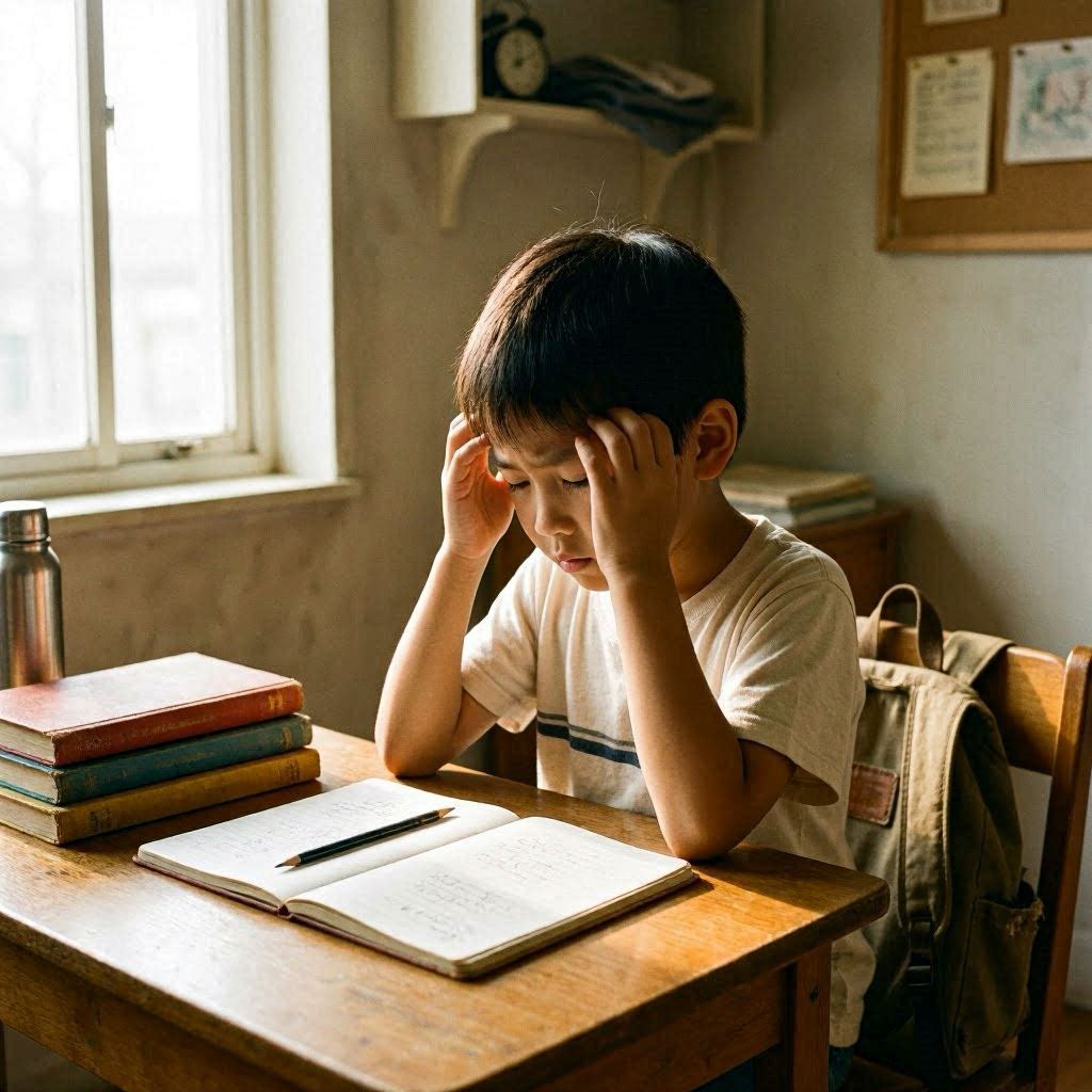 Niño con dolor de cabeza